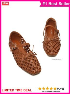 Woven Mary Jane Ballet Flats Mesh Buckle Strap Women Shoes